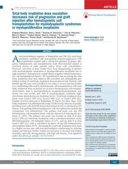 Total Body Irradiation Dose Escalation Decreases Risk of Progression And