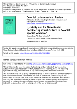 Hybridity and Its Discontents: Considering Visual Culture In