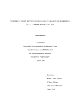 The Roles of Group Identity and Ideology in Examining the Effects of Social Consensus on Weight Bias