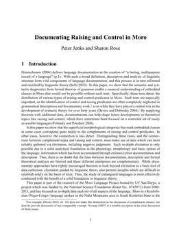 Documenting Raising and Control in Moro