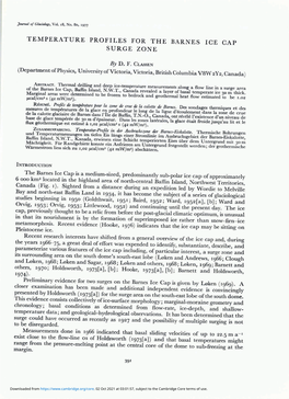 Temperature Profiles for the Barnes Ice Cap Surge Zone