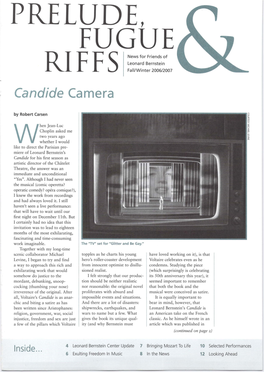 PRELUDE, FUGUE News for Friends of Leonard Bernstein RIFFS Fall/Winter 2006/2007 Candide Camera