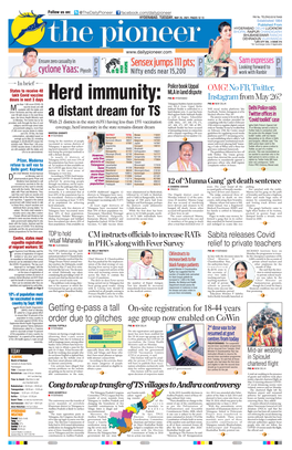 HYDERABAD, TUESDAY, MAY 25, 2021; PAGES 12 `3 RNI No