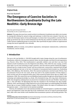 The Emergence of Coercive Societies in Northwestern Scandinavia During the Late Neolithic–Early Bronze Age