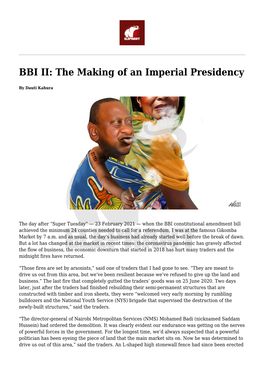 BBI II: the Making of an Imperial Presidency