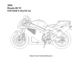 2006 Honda RC51 OWNER's MANUAL