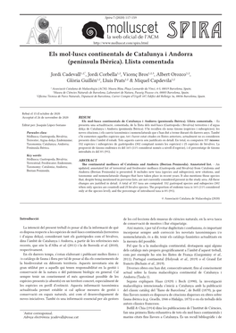 Els Mol·Luscs Continentals De Catalunya I Andorra (Península Ibèrica)