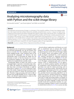 Analyzing Microtomography Data with Python and the Scikit-Image Library