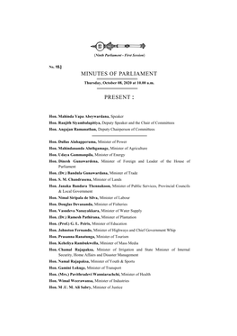 Minutes of Parliament Present