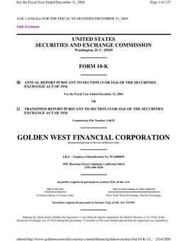 GOLDEN WEST FINANCIAL CORPORATION Incorporated Pursuant to the Laws of Delaware State