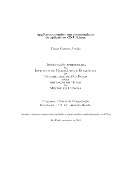 Um Recomendador De Aplicativos GNU/Linux Tássia Cam