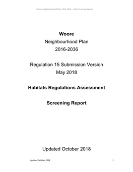 Woore Neighbourhood Plan 2016-2036 - HRA Screening Report