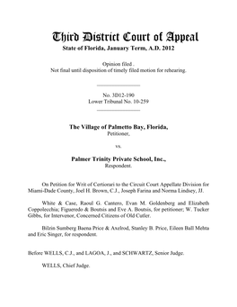 Third District Court of Appeal State of Florida, January Term, A.D