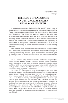 Theology of Language and Liturgical Prayer in Isaac of Nineveh