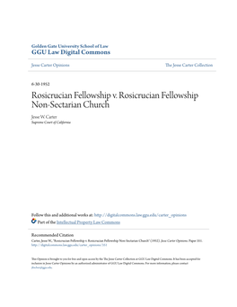 Rosicrucian Fellowship V. Rosicrucian Fellowship Non-Sectarian Church Jesse W