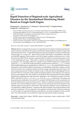 Rapid Extraction of Regional-Scale Agricultural Disasters by the Standardized Monitoring Model Based on Google Earth Engine