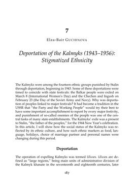 7 Deportation of the Kalmyks (1943–1956): Stigmatized Ethnicity