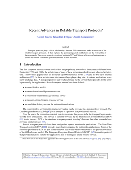 Recent Advances in Reliable Transport Protocols∗