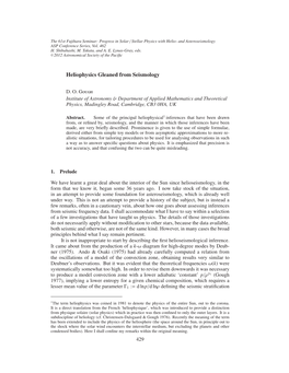 Heliophysics Gleaned from Seismology