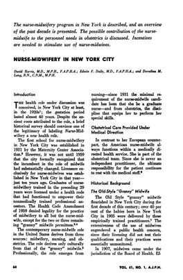 Nurse-Midwifery in New York City