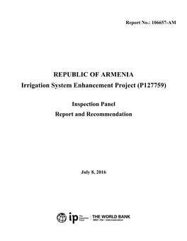 REPUBLIC of ARMENIA Irrigation System Enhancement Project (P127759)