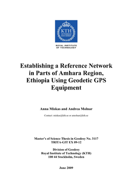 Establishing a Reference Network in Parts of Amhara Region, Ethiopia Using Geodetic GPS Equipment