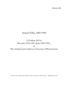 Finding Aid for Records, 1912-1981 (Bulk 1920-1953), in the Architectural Archives, University of Pennsylvania