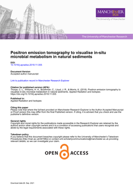 Positron Emission Tomography to Visualise In-Situ Microbial Metabolism in Natural Sediments