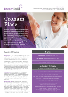 CROHAM PLACE: 17 Wisborough Road, Sanderstead, South Croydon, Surrey, CR2 0DR W: | T: 0208 768 8050