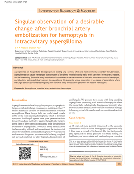 Singular Observation of a Desirable Change After Bronchial Artery