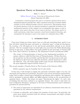 Arxiv:1907.02432V4 [Quant-Ph] 19 Sep 2020 Rather Than to Make a Closed Book of Deﬁnitions and Lemmas and Corollaries