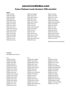 Futera Platinum Leeds Greatest 1999 Checklist