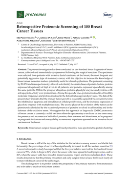 Retrospective Proteomic Screening of 100 Breast Cancer Tissues