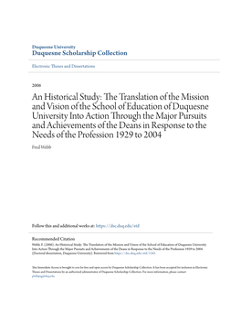 An Historical Study: the Translation of the Mission and Vision of The