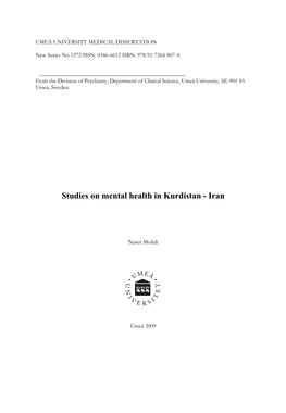 Studies on Mental Health in Kurdistan - Iran