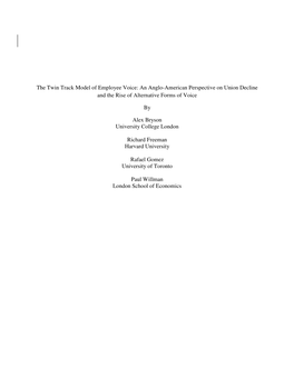 The Twin Track Model of Employee Voice: an Anglo-American Perspective on Union Decline and the Rise of Alternative Forms of Voice