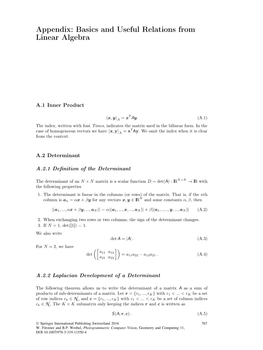 Appendix: Basics and Useful Relations from Linear Algebra