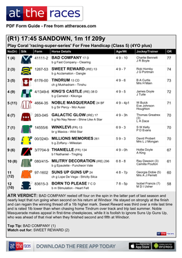 (R1) 17:45 SANDOWN, 1M 1F 209Y