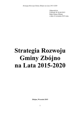 Strategia Rozwoju Gminy Zbójno Na Lata 2015-2020
