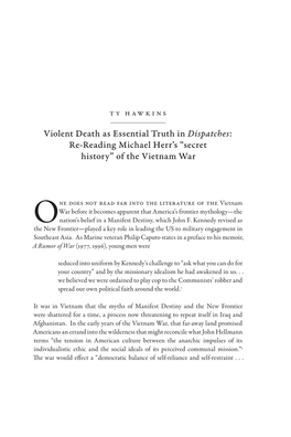 Violent Death As Essential Truth in Dispatches: Re-Reading Michael Herr’S “Secret History” of the Vietnam War