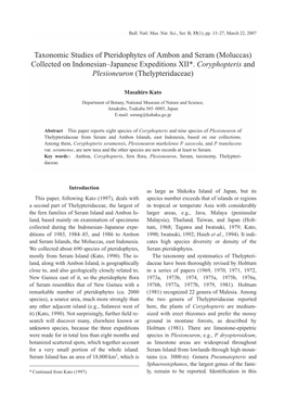 Taxonomic Studies of Pteridophytes of Ambon and Seram (Moluccas) Collected on Indonesian–Japanese Expeditions XII*