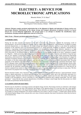 Electret: a Device for Microelectronic Applications