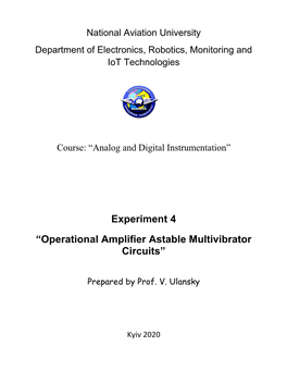 Experiment 4 “Operational Amplifier Astable Multivibrator Circuits”