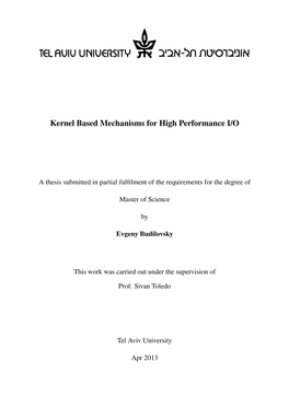 Kernel Based Mechanisms for High Performance I/O