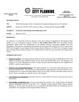 MEMORANDUM TO: Matt Westmoreland, Chair, Community Development/Human Services Committee FROM: Keyetta M. Holmes, AICP, Director