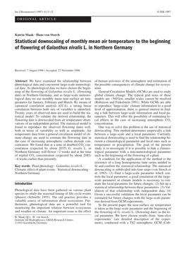 Statistical Downscaling of Monthly Mean Air Temperature to the Beginning of Flowering of Galanthus Nivalis L