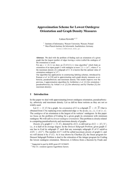 Approximation Scheme for Lowest Outdegree Orientation and Graph Density Measures