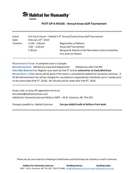 PUTT up a HOUSE - Annual Snow Golf Tournament