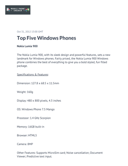 Top Five Windows Phones