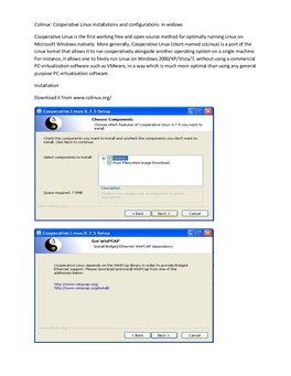 Colinux: Cooperative Linux Installations and Configurations in Widows